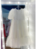 Puffy Sleeves Organza Short Flower Girl Dress